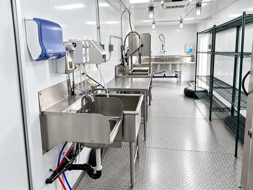 22 to 26 ft low-temperature dishwashing trailer interior view 3 for Washington rental planning