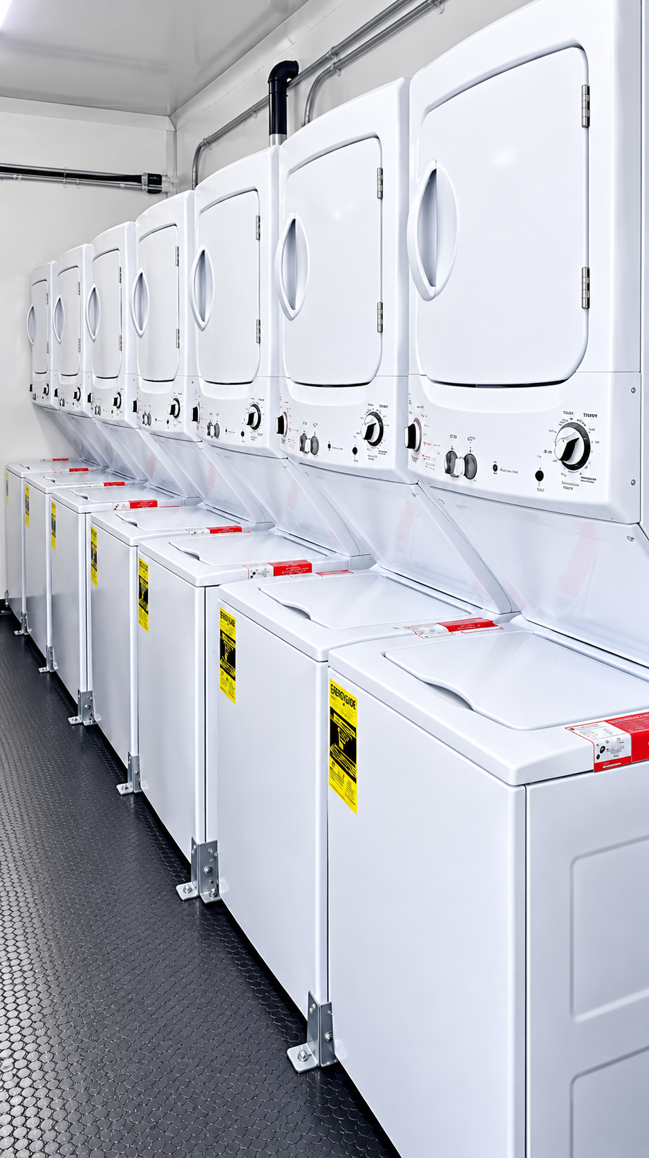 Mobile commercial laundry trailer interior